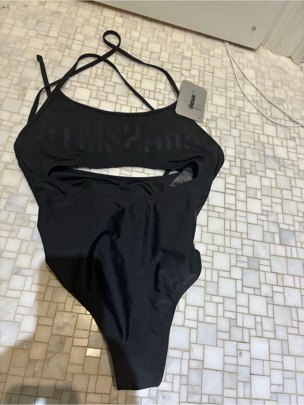 Gymshark Black One-Piece Swimsuit with Strappy Back👵MT